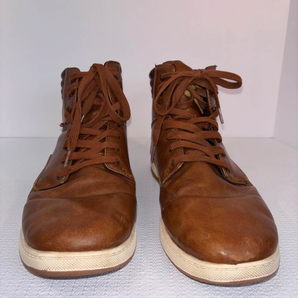 Levis Mens Brown Faux Leather High Top Casual Lace Up Sneakers US 12 - Picture 6 of 7